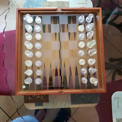 Chess & Backgammon Glass Game