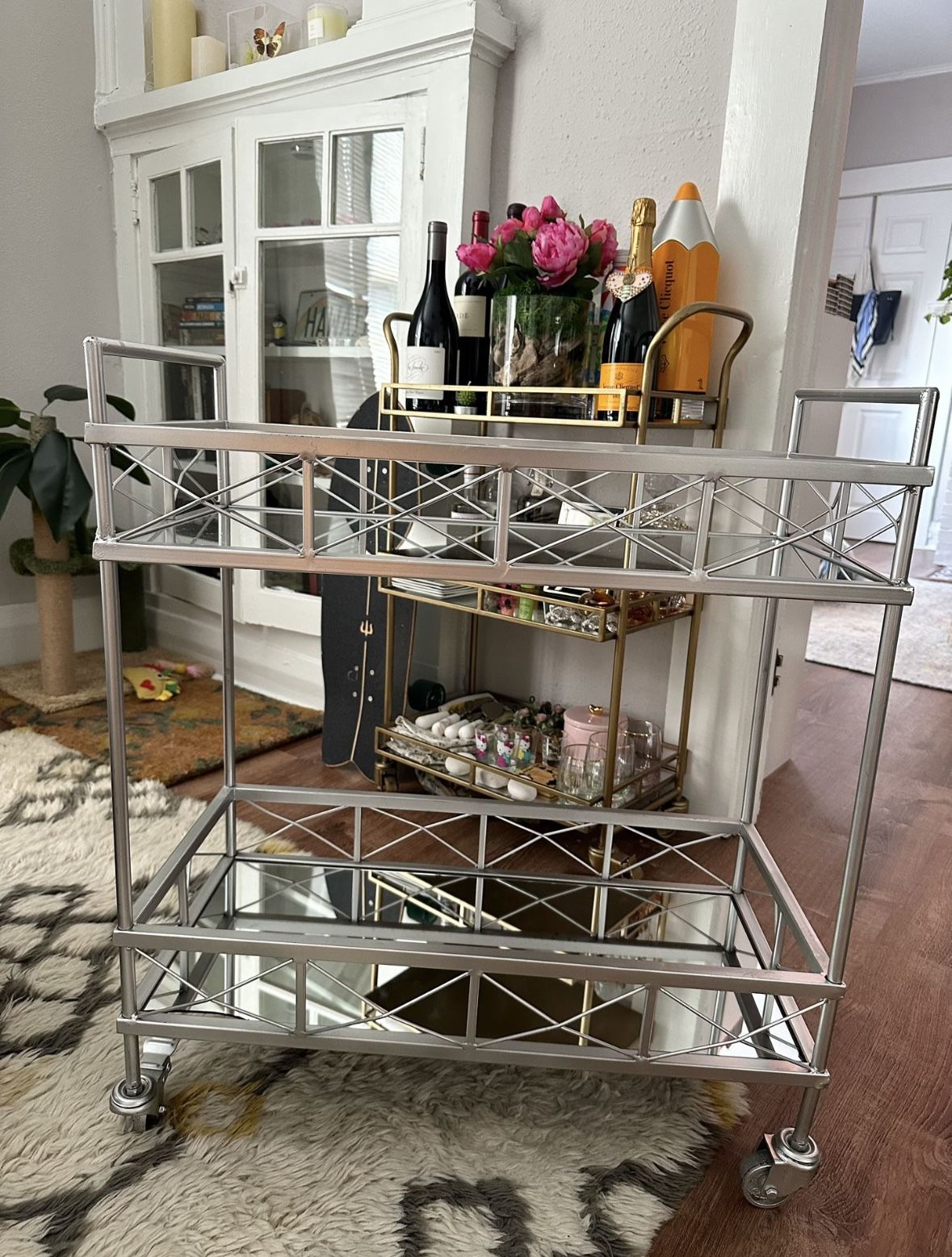 Bar Cart Two-Tier Mirrored 