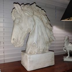 Ceramic, White, Horse, Head, 18" Perfect, Condition.