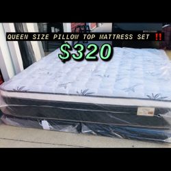 Queen Size Pillow Top Mattress Set βΌοΈβΌοΈ
