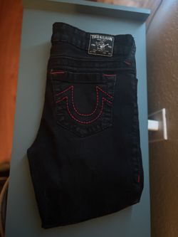 True Religion Black Red Stitching Size 14 Rocco