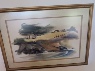 Vintage Landscape Watercolor- Mendocino ca 1980