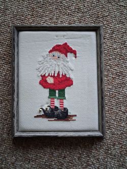 Vintage Hand knitted Holiday Santa wearing Real bells