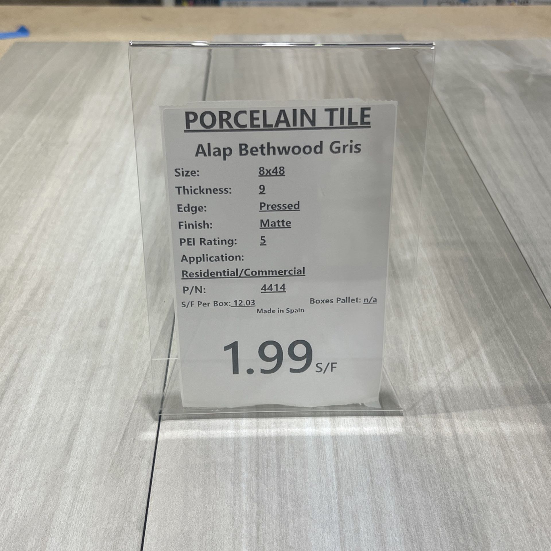 PORCELAIN TILE 8”X 48”  $1.99/ Sq ft