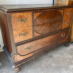 Antique Depression Era Mahogany Dresser on Casters