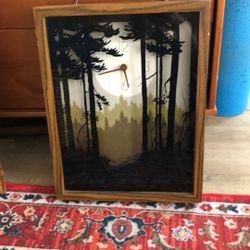 As Is Antique Vintage Forest Wall Clock 