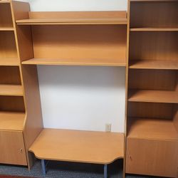 Large Wood Desk & Shelf Unit
