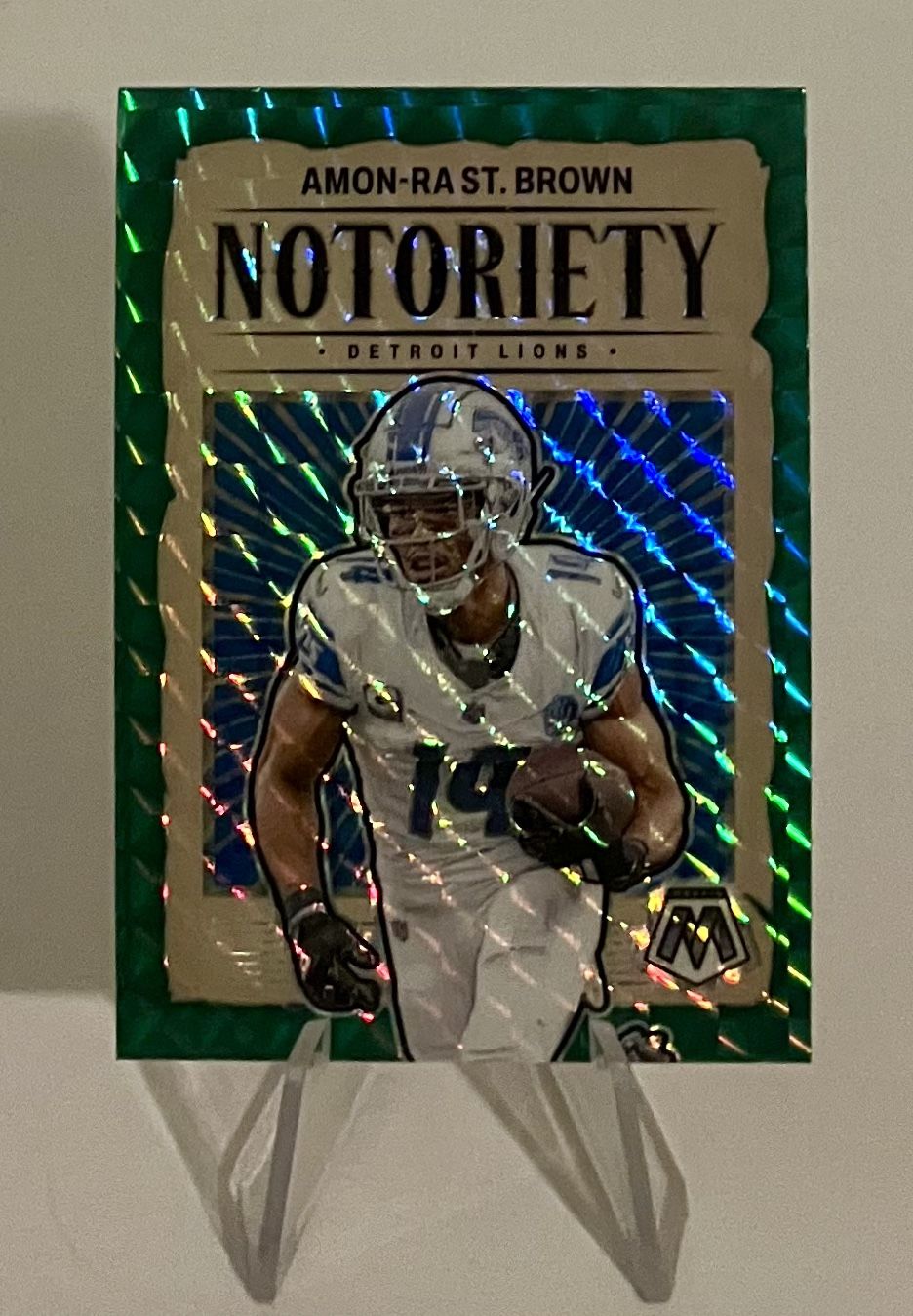 2024 Panini Mosaic AMON-RA ST. BROWN Notoriety Green Mosaic PRIZM #12 Lions