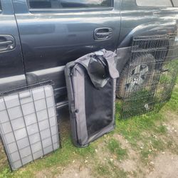2 Kennels For Small And Medium Size Dogs, With A Nice Size Play Pin.