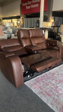 Knightington Brown Leather Power Reclining Sofa and Loveseat and Recliner Color Options Fast Delivery Only $39 Down Payment 👉 PLEASE ASK FOR JON GREE