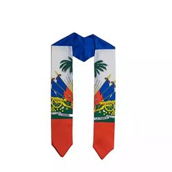 Haitian/Haiti Coat Of Arms Graduation Ceremony Sash/Stole/Scarf  Embroidery/National Flags 71 Inch/Graduation supplies 