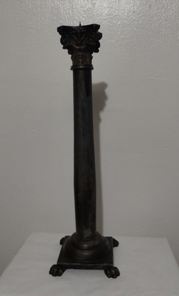 VINTAGE EMPIRE BRONZE LION PAW CANDLESTICK 15"16"×5"×5"