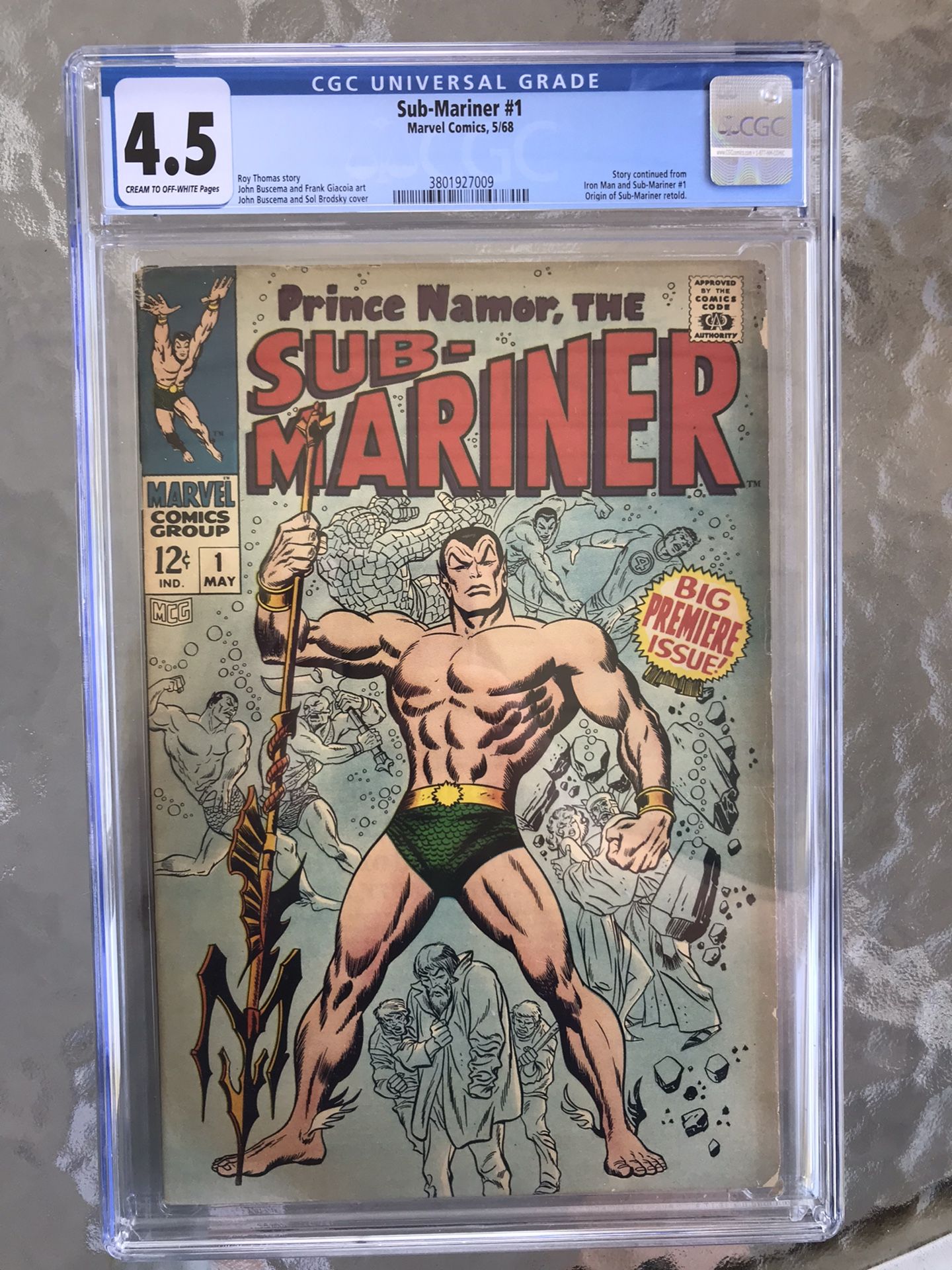 Sub-Mariner #1 (1968) CGC 4.5 — Origin of the Sub-Mariner Retold; Roy Thomas