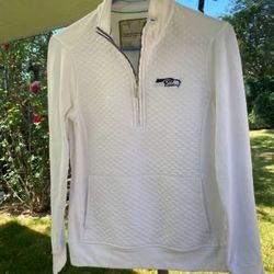 Tommy Bahama Football Women’s Size XS White Zip Up Seahawks Pullover