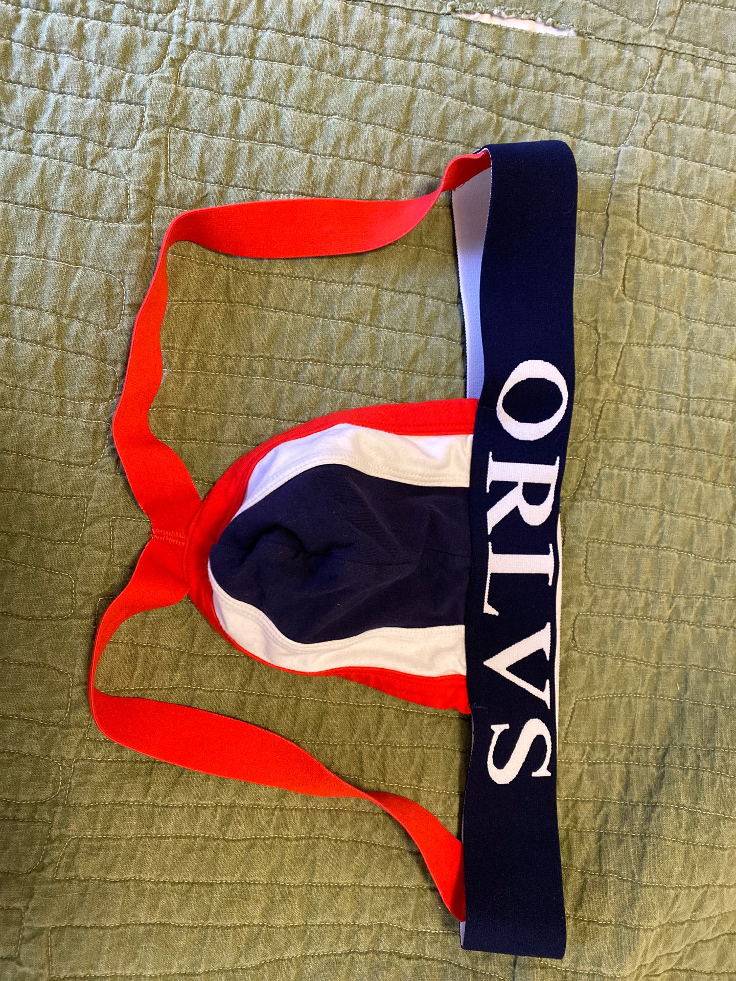 Orlvs red whit and blue jockstrap