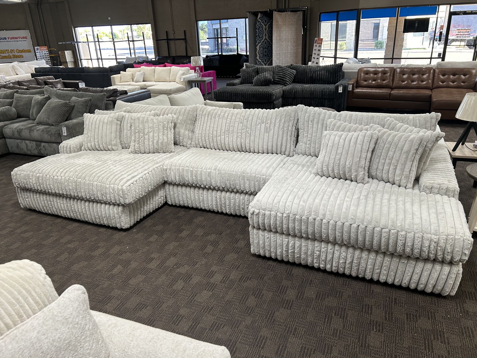 Big Soft White Grey Sectional Couch