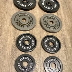 Olympic Full Set Of Cast Iron Weight Plates  from 2.5s to 45s  Pounds Like NEW (reconditioned), [Total: 245 lbs].   