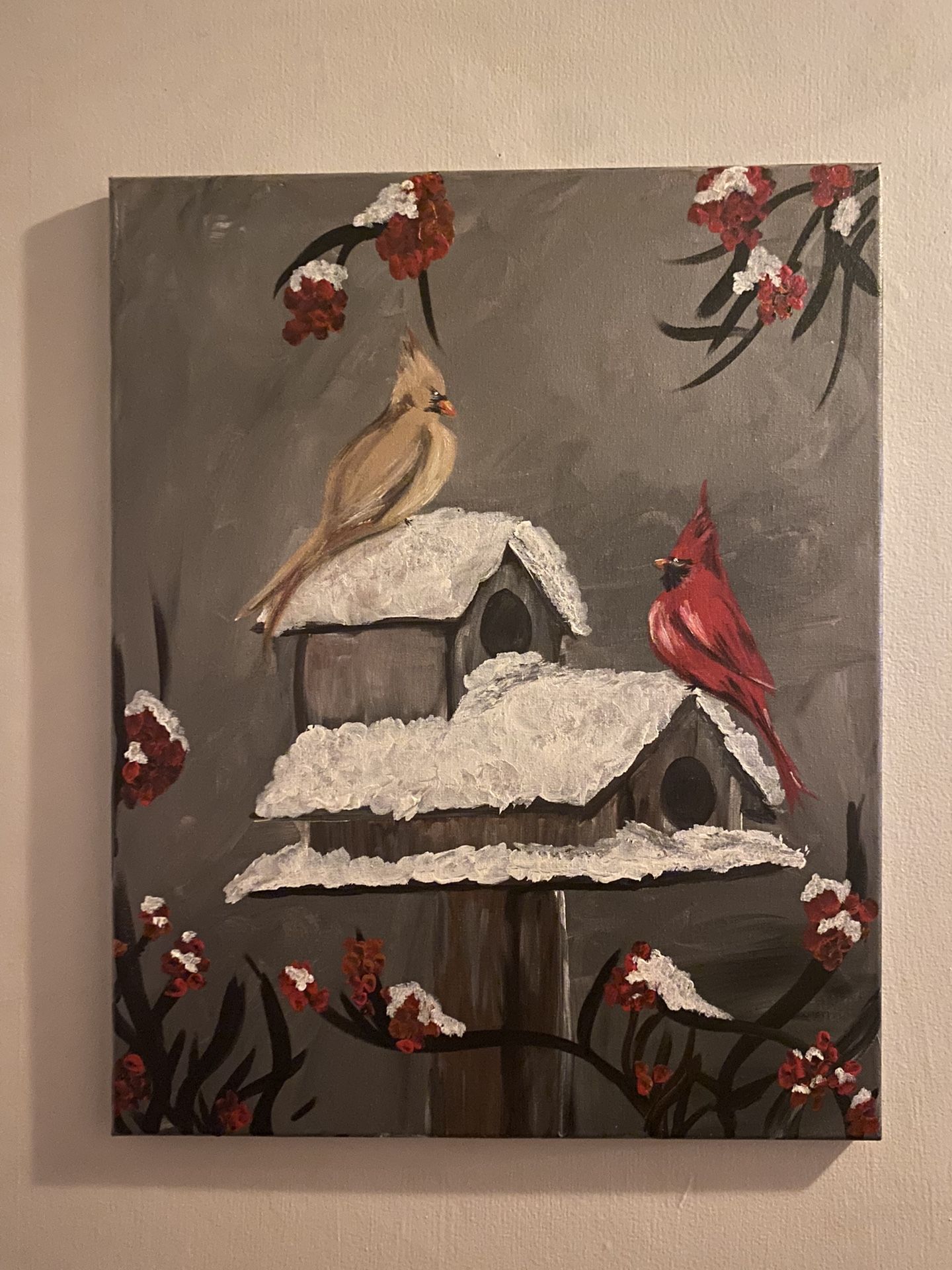 Hand Painted Cardinals Wall Art