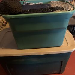 Two Boxes Full Of Fabrics 