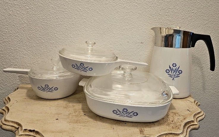 Vintage Corning Ware Blue Cornflower Set
