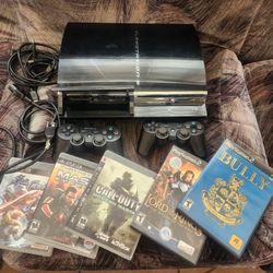 Sony PS3 Fat Cech-E01 "Backwards Compatible Model " W Remotes and Games "Works Great "