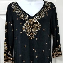 Gold Sequin Chico's Top