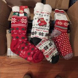 Christmas Slipper Socks w/ Tread, NEW