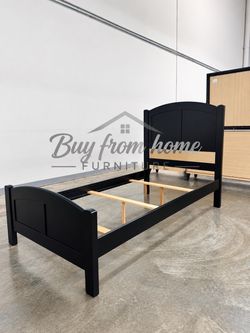 Twin size black bed with orthopedic mattress included