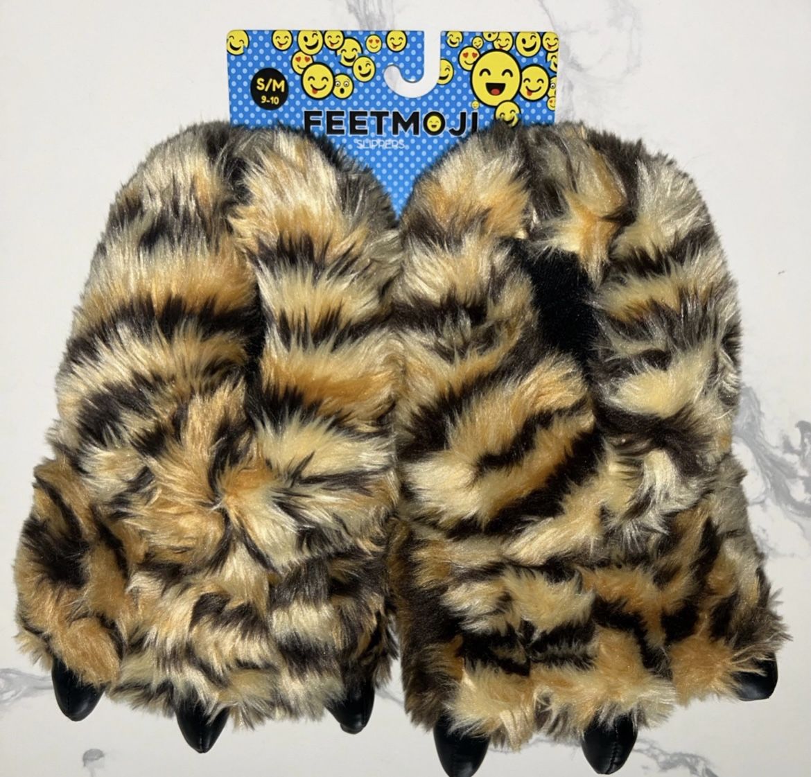 Tiger Animal Plush Slippers With Claws Adult S/M & L/XL New Feetmoji