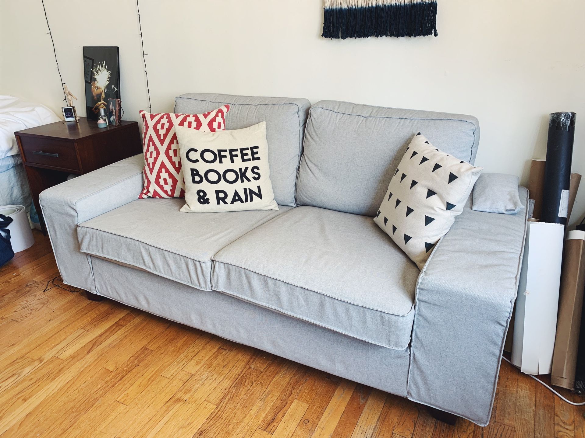 KIVIK sofa with an extra cover & custom wood legs