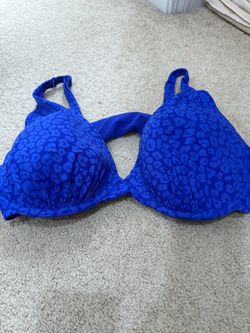 Blue Leopard Print Underwire Bra