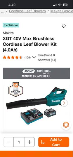 Makita XGT 40V Max Cordless Leaf Blower Kit