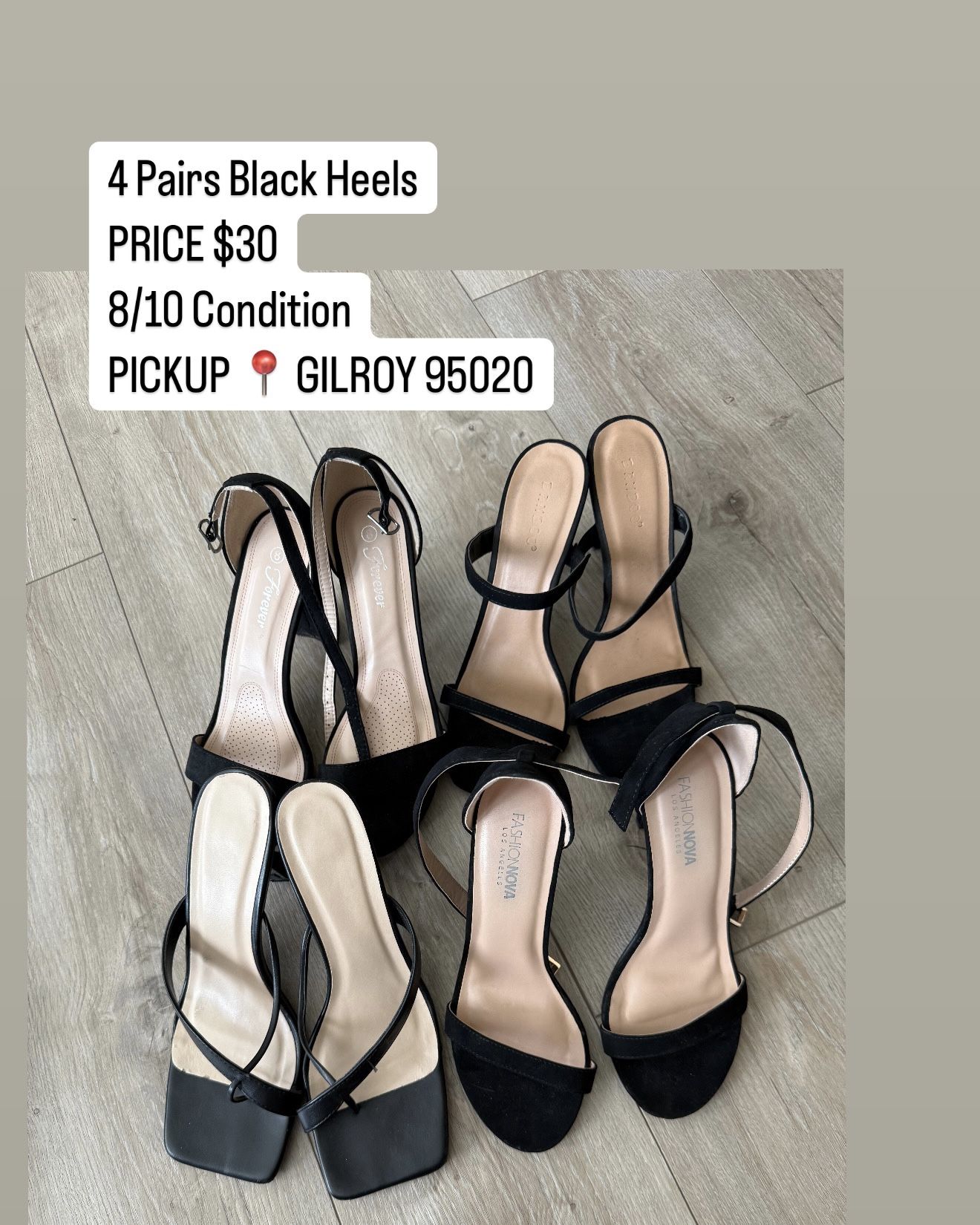 Size 8 ✨ 4 Pairs Black Heels — Bundle Deal!
