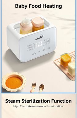 GROWNSY Fast Double Baby Bottle Warmer for Breastmilk & Formula, White