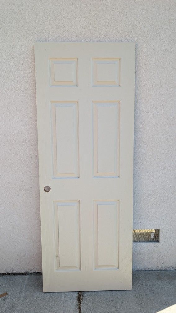 30" Interior Door Hollow core White 6 Panel 80" Good Condition No Damage