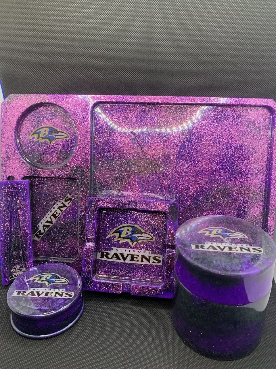 Ravens Full Rolling Tray Set