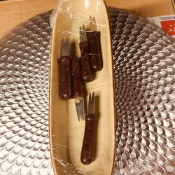 Set Of 4,ceramic Vintage corn Bowl Including Corn Pick 