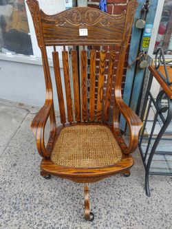 High Back Oak Office Chair 