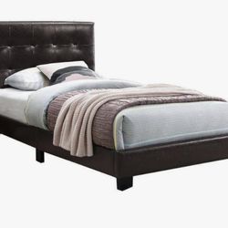 Twin Size Bed with Leather Frame & Mattress Included 