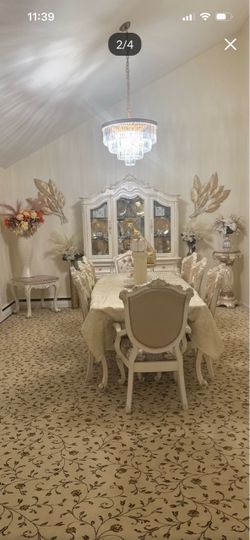 French Baroque Dining Table and Chair Set