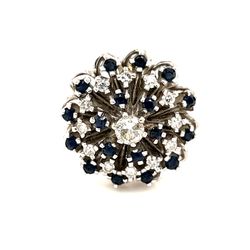 14k Blue Sapphires & Diamonds Flower Ring