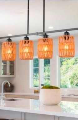 4 Light Boho Coastal. Hight Adjustable, Matte