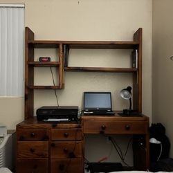 Custom Made Solid Oak Desk Built In File Cabinets4’