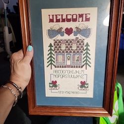 Hand Made Needelpoint Welcome Picture