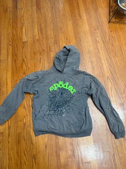 Sp5der Hoodie Gray Green Spiderweb