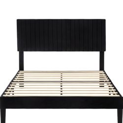 Queen Black Suede Bed Frame (Like New)