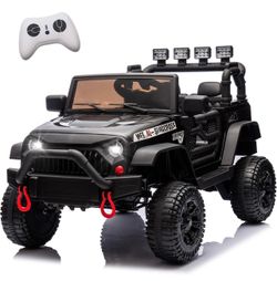 24V Kids Ride On Jeep Car, 400W Motor Ride On Toys w/Parents Remote Control, Electric Cars for Kids with 4-Wheel Suspension, Bluetooth, MP3, Music, LE