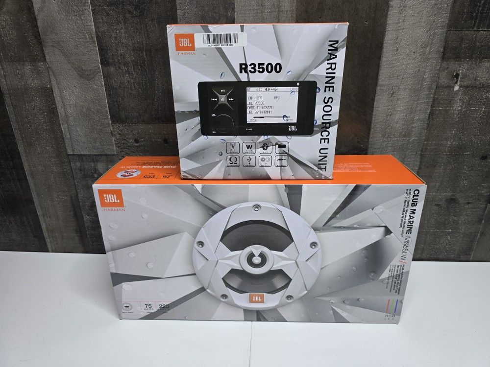 JBL 3500 Marine Receiver and 2 JBL Marine Speakers MS65LW NEW!