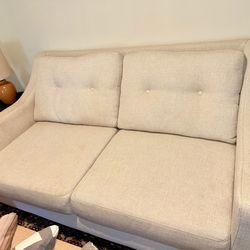 Mid-Century Modern Living Room Set – 3-Seater Sofa & 2-Seater Loveseat (Oatmeal)