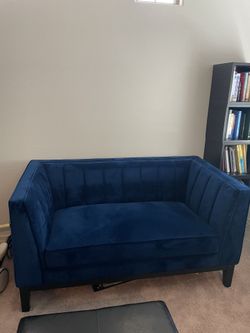 Blue microsuede Love seat